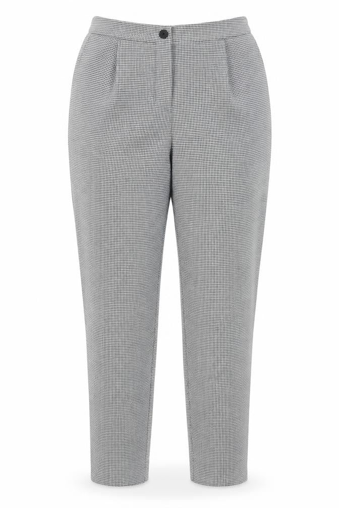 New Look Womens Black Geometric Polyester Carrot Trousers Size 14 Regular Button