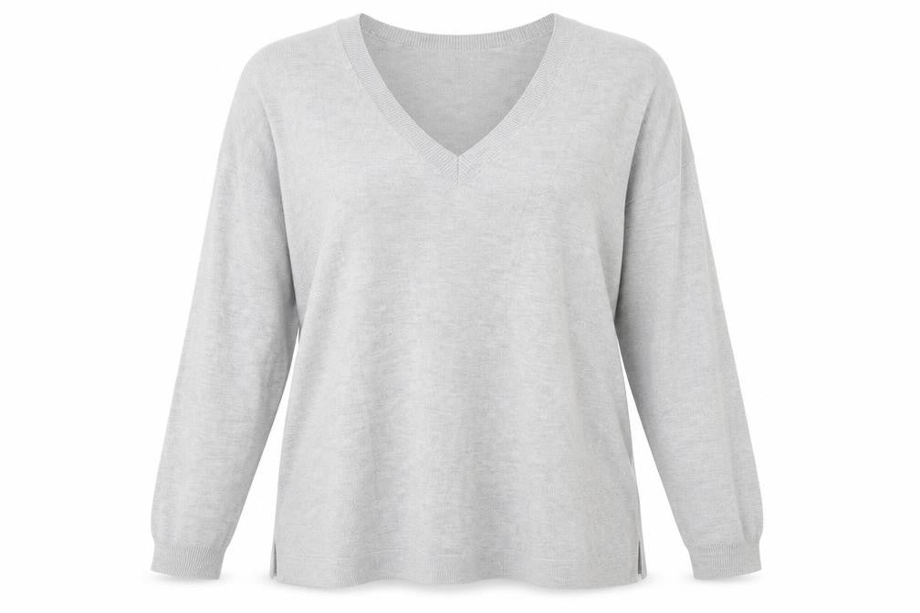Marks and Spencer Womens Grey V-Neck Acrylic Pullover Jumper Size XL