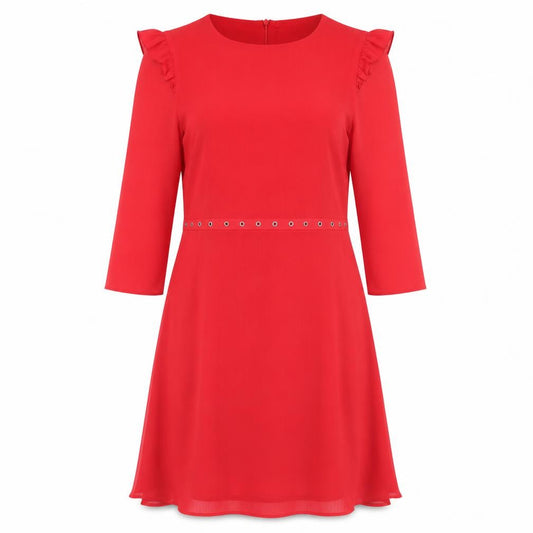 Front view of New Look women’s red polyester trapeze & swing, size UK 12, round neck zip