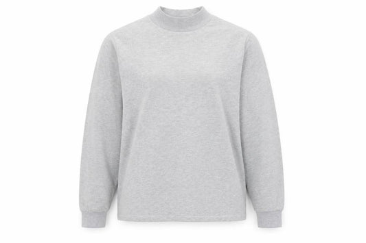 Front view of ASOS women’s grey polyester pullover sweatshirt, size UK 10, pullover