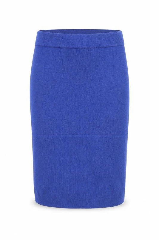 Front view of Villa women’s blue viscose bandage skirt, size XS