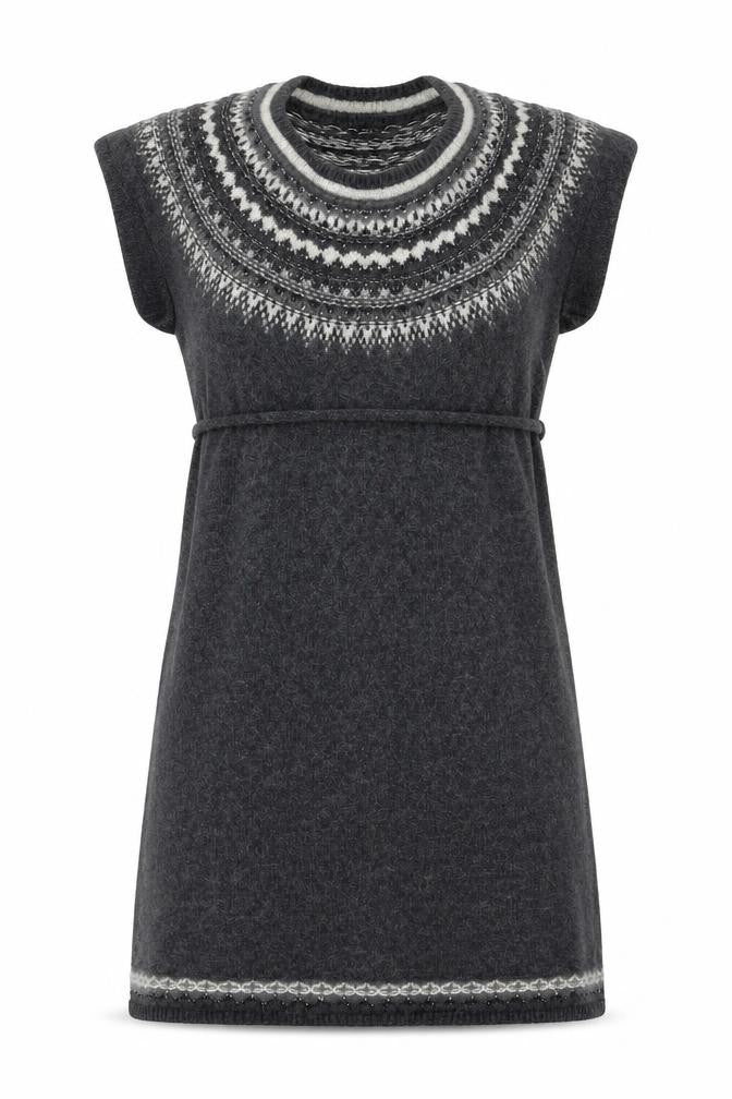 Front view of H&M women’s grey round neck polyamide jumper, size S
