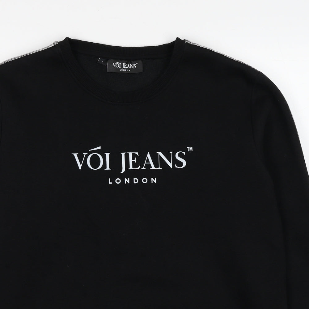 Voi Jeans Mens Black Cotton Pullover Sweatshirt Size L
