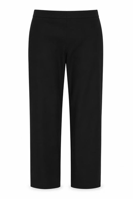 Front view of Next women’s black polyester trousers, size UK 8, regular zip