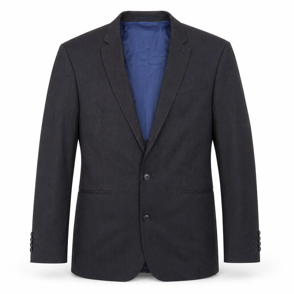 Front view of Next men’s black striped polyester jacket suit jacket, size 38, regular - pinstripes