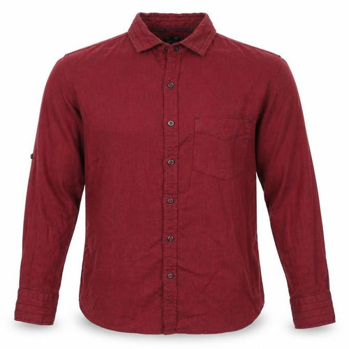 Blue Frog Mens Red Cotton Button-Up Size S Collared Button