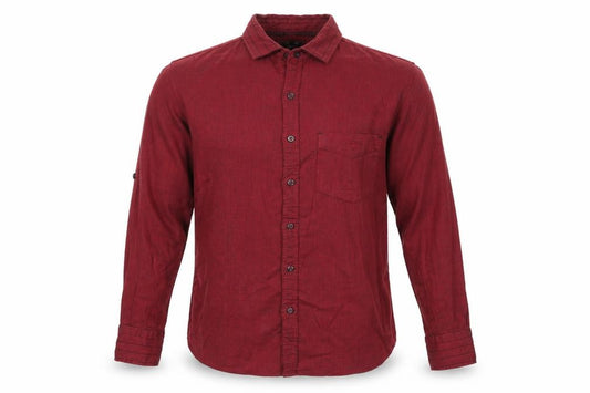 Blue Frog Mens Red Cotton Button-Up Size S Collared Button