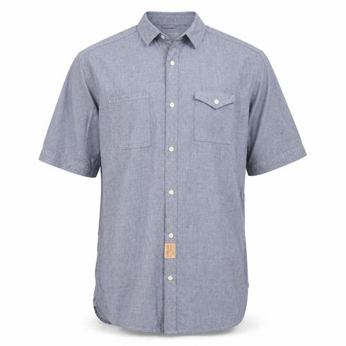 Label Lab Mens Blue Cotton Button-Up Size M Collared Button