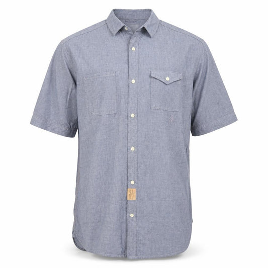 Label Lab Mens Blue Cotton Button-Up Size M Collared Button