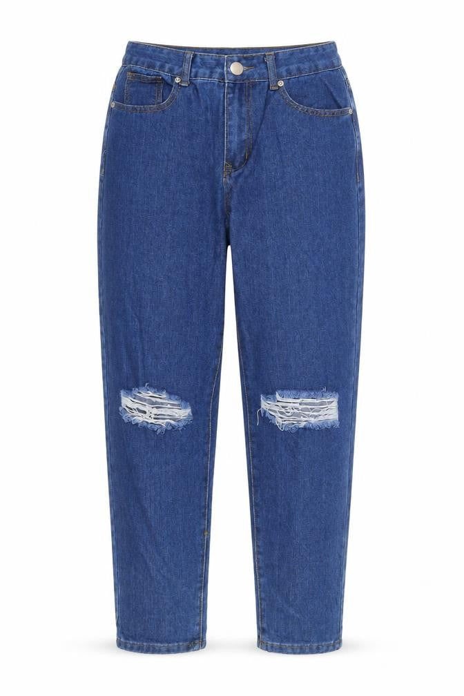 Boohoo Womens Blue Cotton Straight Jeans Size 10 Regular Zip