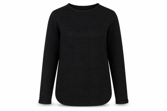 Front view of H&M women’s black round neck polyester jumper, size S