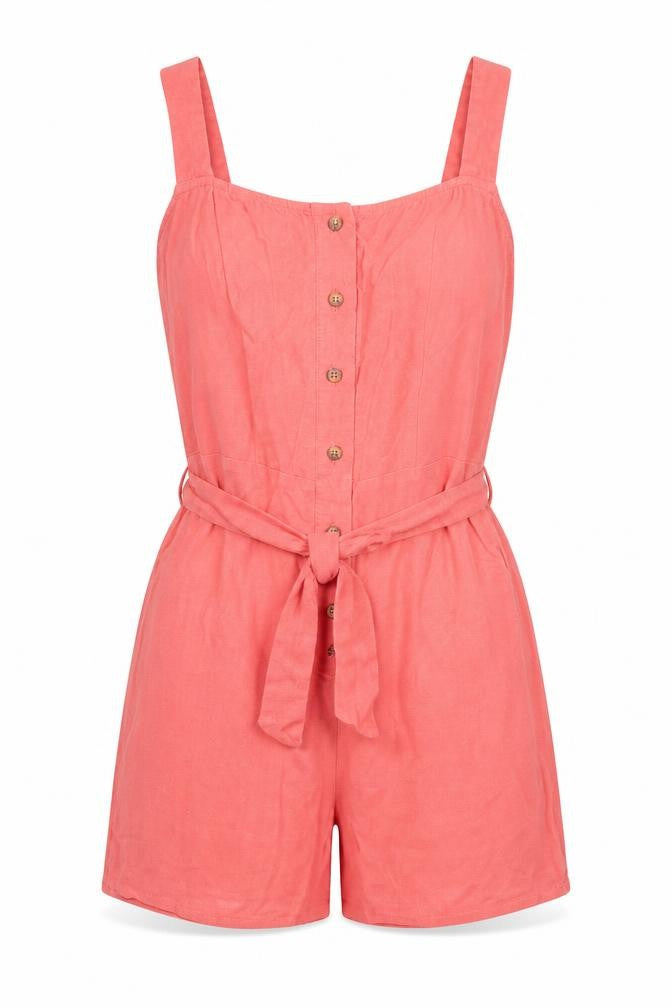 New Look Womens Pink Viscose Playsuit One-Piece Size 6 Button