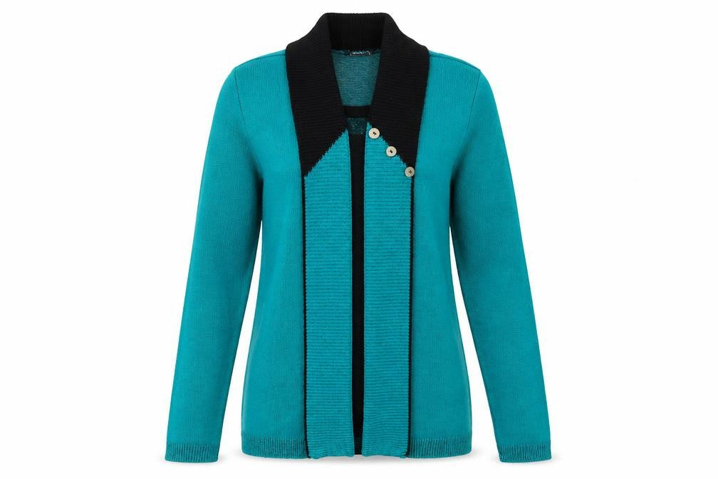 Envy Womens Silver Collared Acrylic Cardigan Jumper Size S - Size S-M