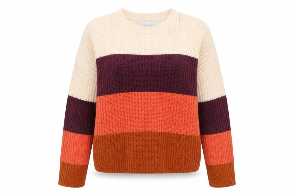 Debenhams Womens Multicoloured Round Neck Striped Acrylic Pullover Jumper Size 12