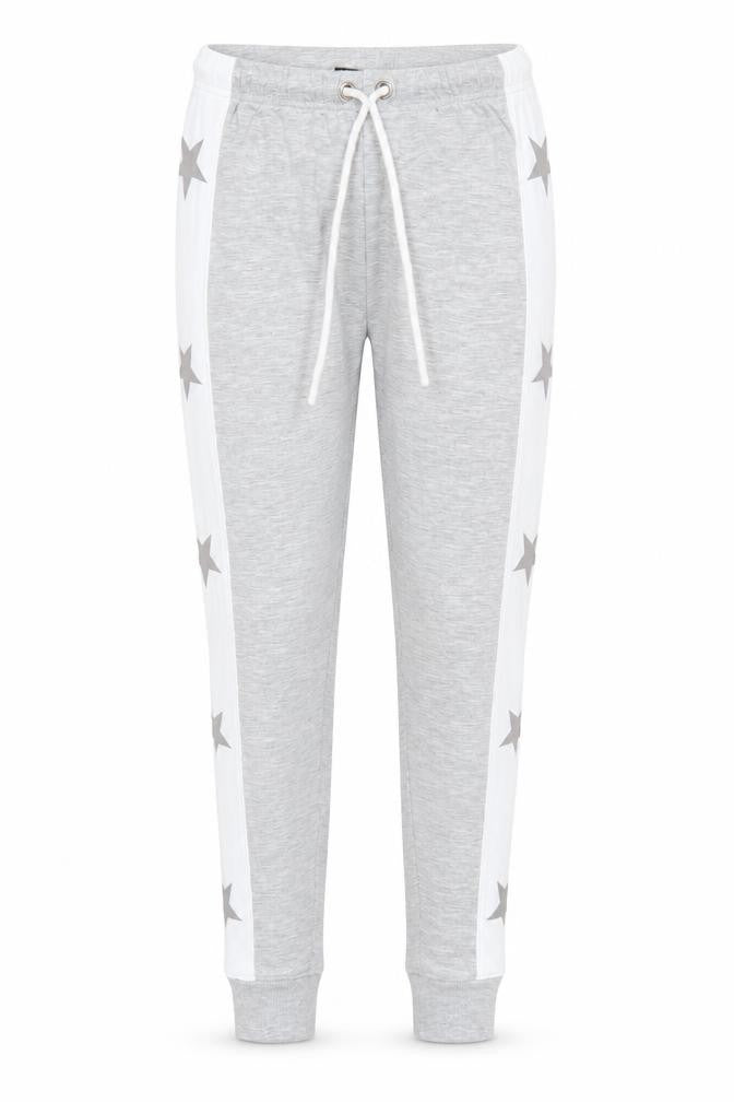 Boux Avenue Womens Grey Viscose Jogger Trousers Size 8 Regular Drawstring - Star Print