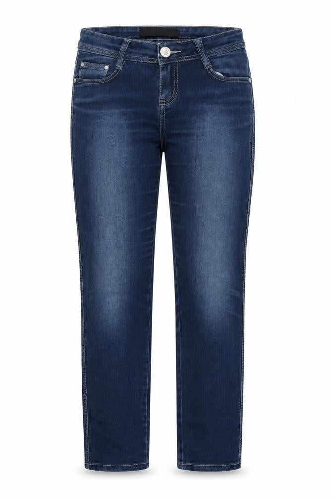 CY Jeans Womens Blue Cotton Straight Jeans Size S Regular Zip
