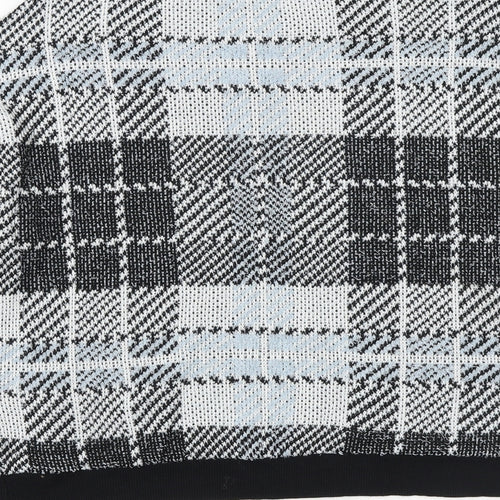 New Look Womens Black Round Neck Check Acrylic Pullover Jumper Size M Pullover