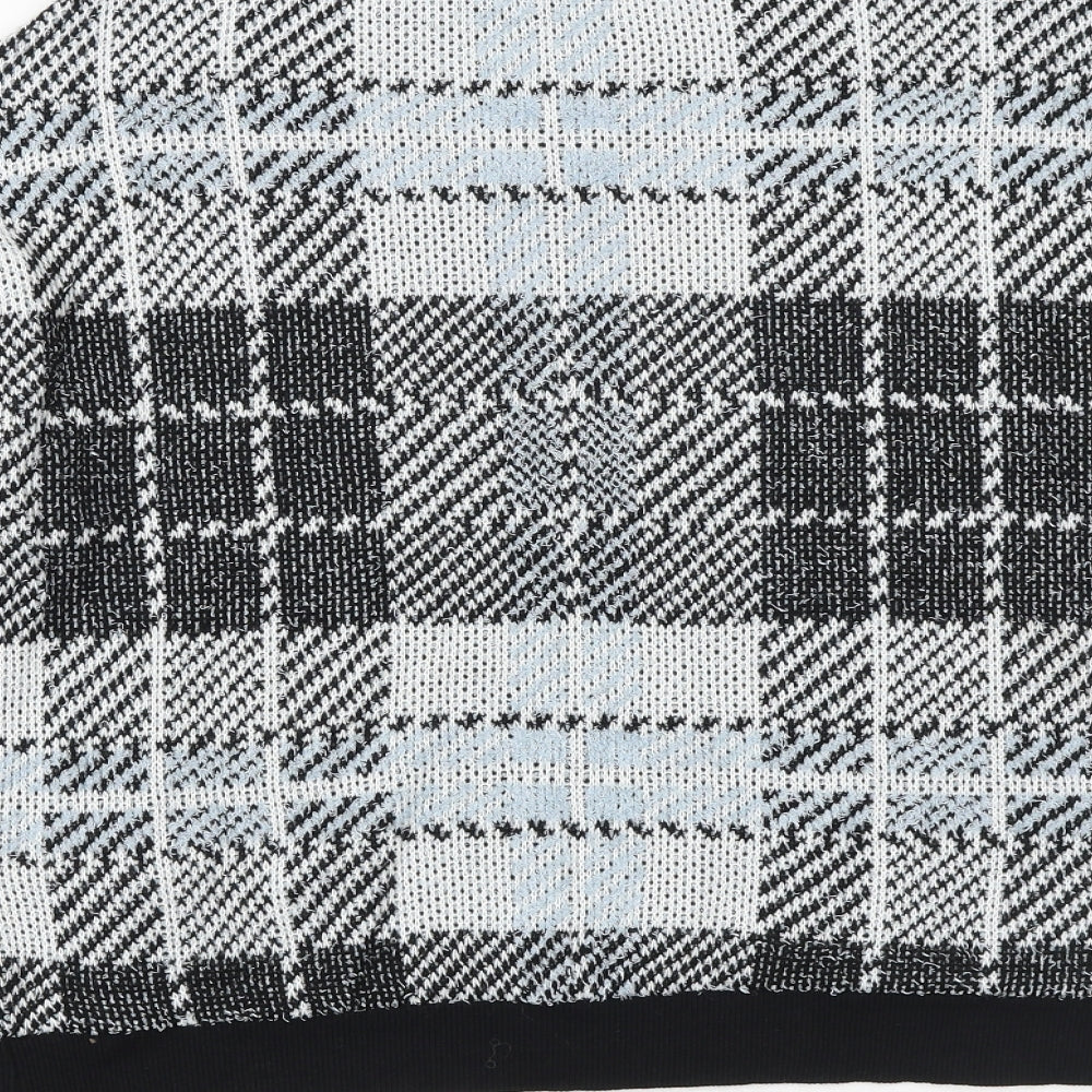 New Look Womens Black Round Neck Check Acrylic Pullover Jumper Size M Pullover