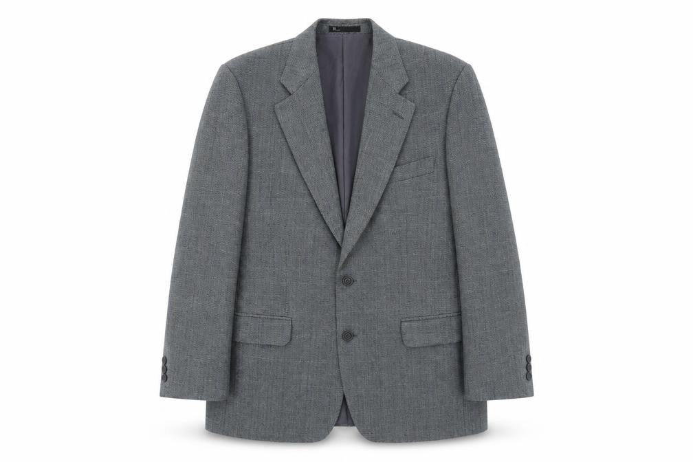 BHS Mens Blue Herringbone Polyester Jacket Suit Jacket Size 42 Regular