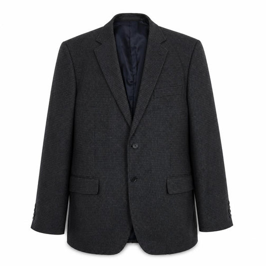 Front view of Marks & Spencer men’s grey geometric polyester jacket suit jacket, size 42, regular