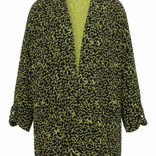 Adini Womens Green V-Neck Geometric Cotton Pullover Jumper Size S