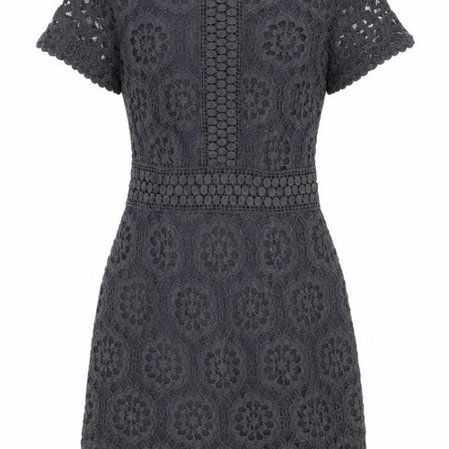 Oasis Womens Grey Geometric Cotton A-Line Size XS Round Neck Zip