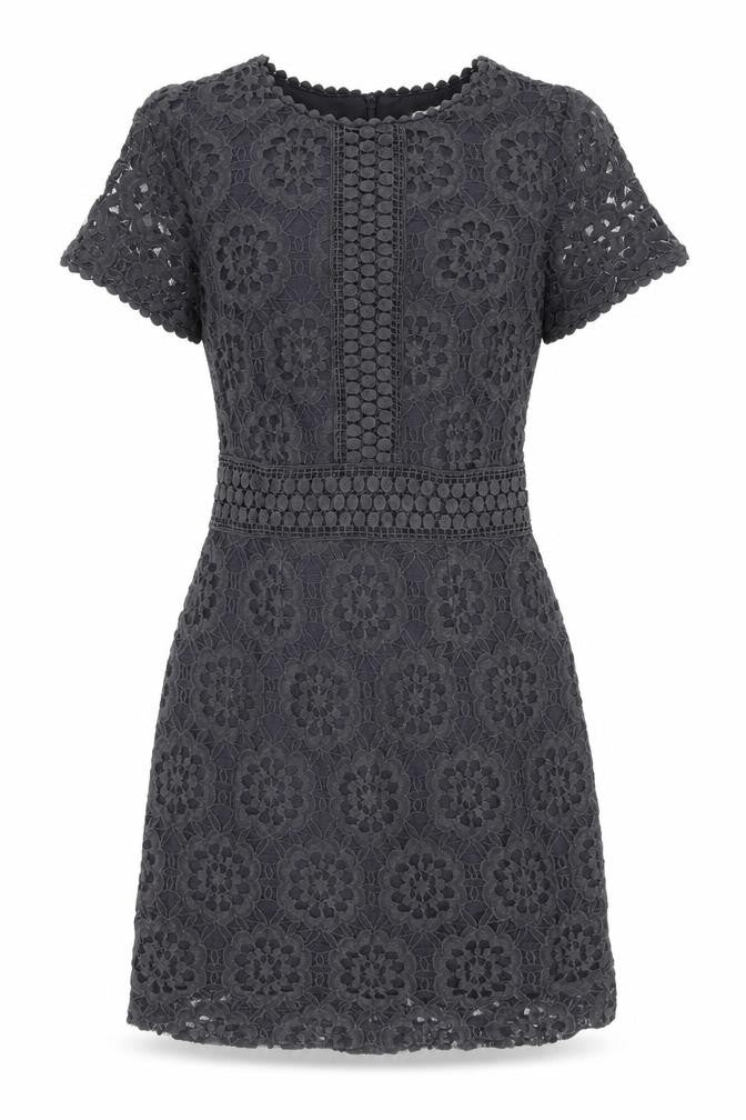 Oasis Womens Grey Geometric Cotton A-Line Size XS Round Neck Zip