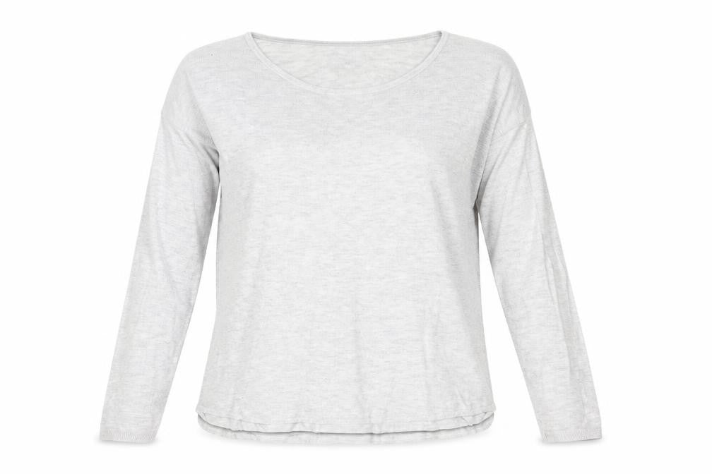 Front view of H&M women’s grey round neck acrylic jumper, size XS