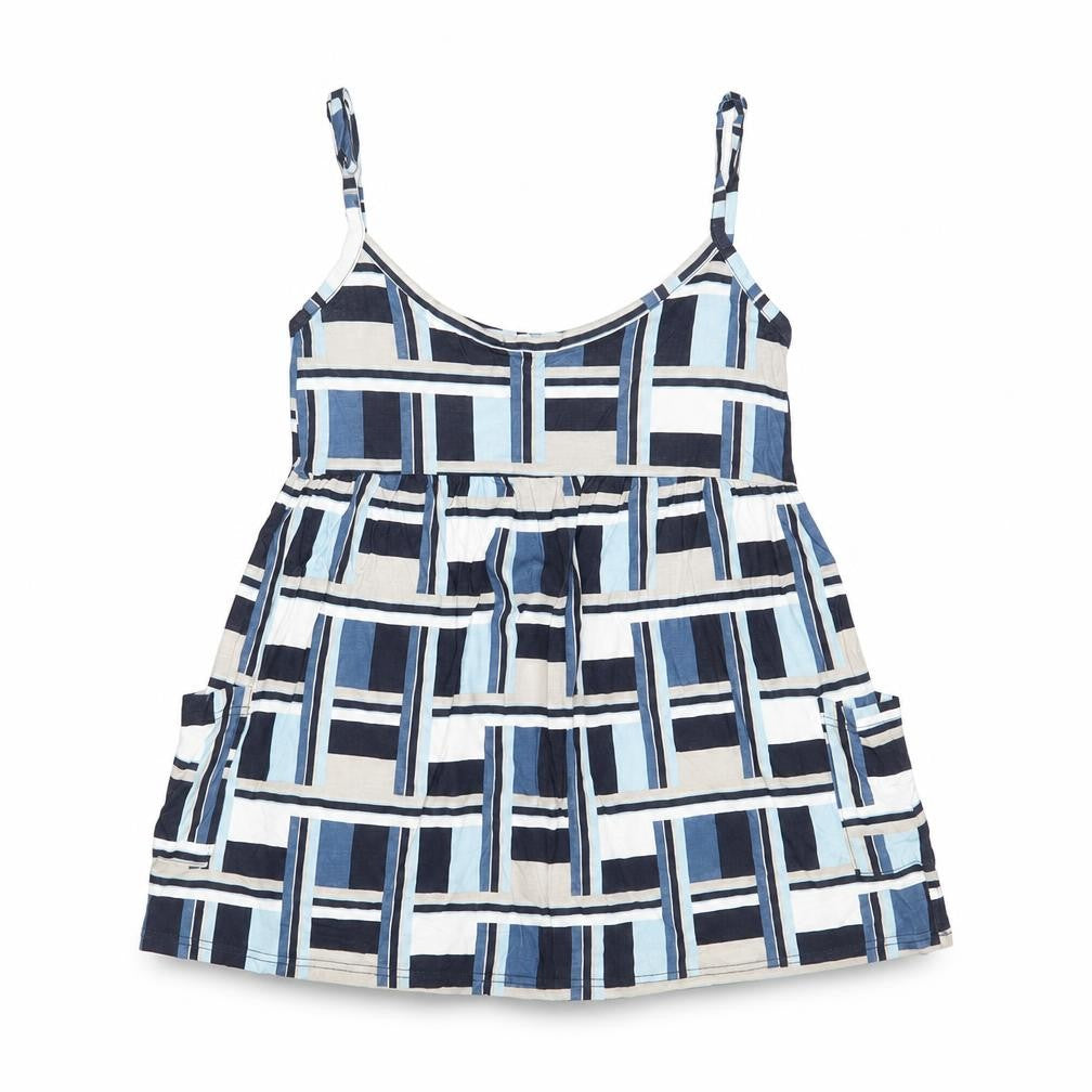 Next Womens Blue Geometric Viscose Basic Tank Size 12 V-Neck