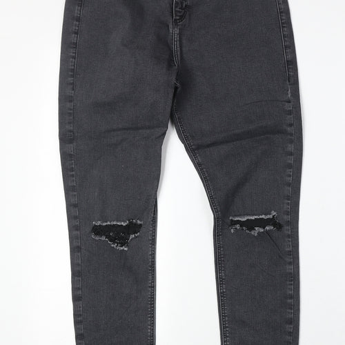 Topshop Womens Black Cotton Skinny Jeans Size 34 in Regular Zip