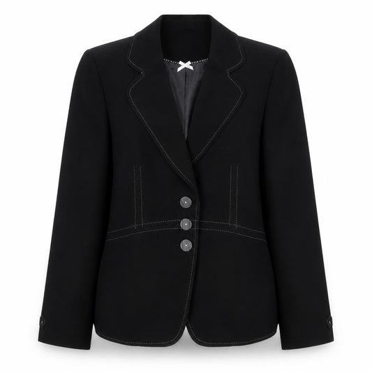 Front view of Marks & Spencer women’s black polyester jacket blazer, size UK 12
