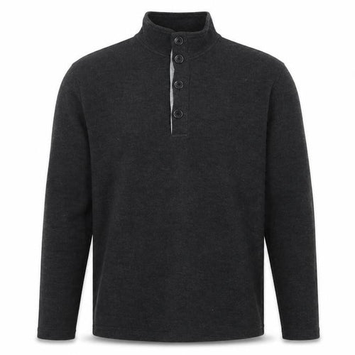 G2000 Mens Grey High Neck Cotton Henley Jumper Size M Long Sleeve