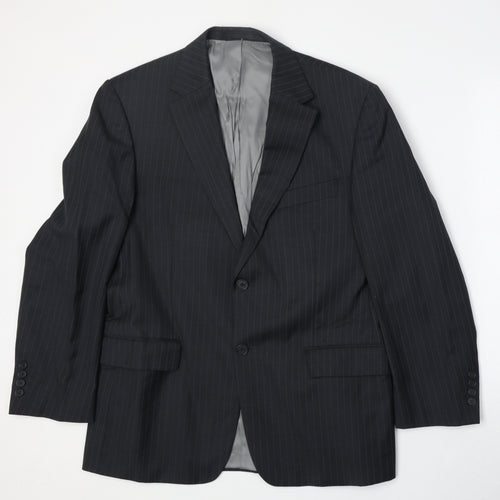 Marks and Spencer Mens Black Striped Wool Jacket Suit Jacket Size 40 Regular