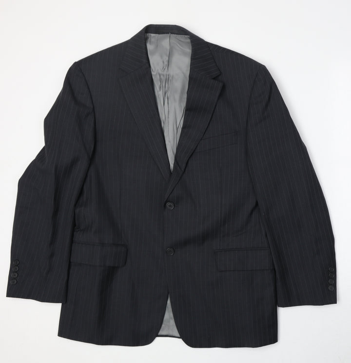 Marks and Spencer Mens Black Striped Wool Jacket Suit Jacket Size 40 Regular