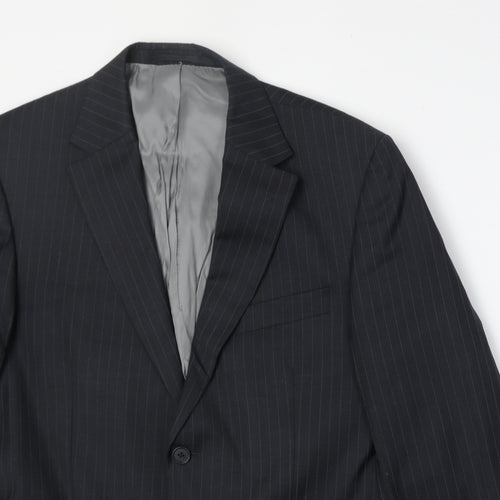 Marks and Spencer Mens Black Striped Wool Jacket Suit Jacket Size 40 Regular