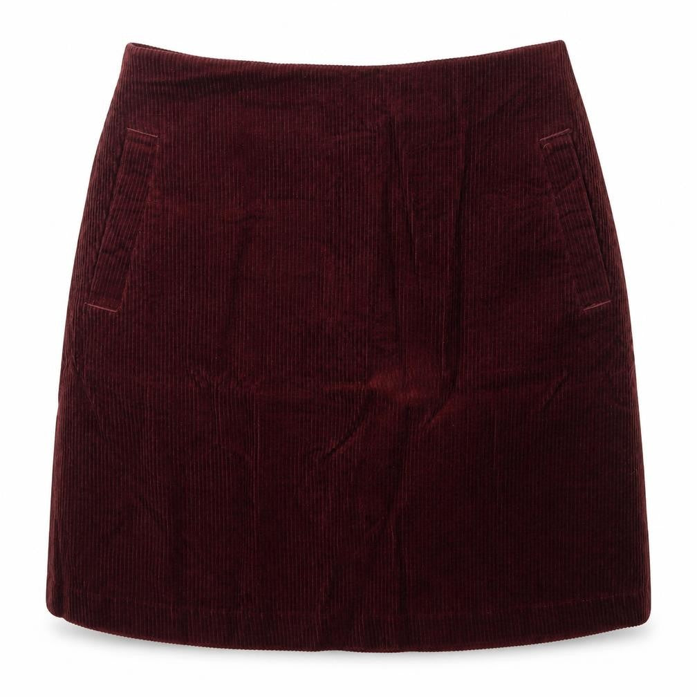 New Look Womens Red Cotton A-Line Skirt Size 8 Zip