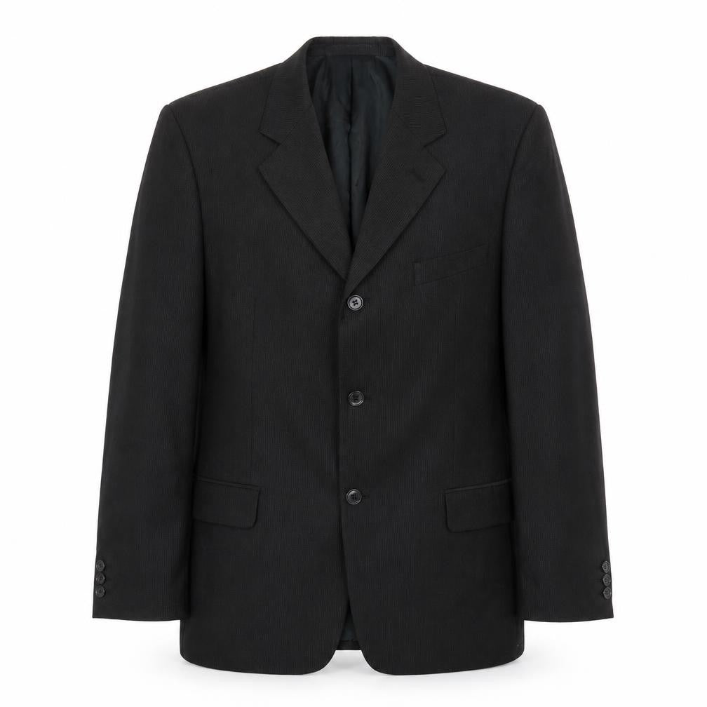 Front view of Ciro Citterio men’s black polyester jacket suit jacket, size 42, regular