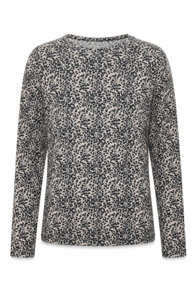 Topshop Womens Brown Animal Print Polyester Basic T-Shirt Size 12 Round Neck - Cheetah Print