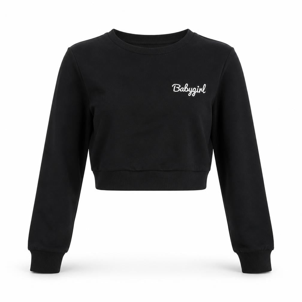 Front view of Select women’s black 100% cotton pullover sweatshirt, size UK 10, pullover - babygirl