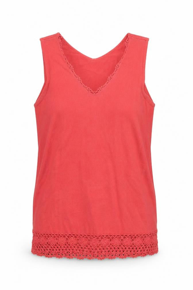Dorothy Perkins Womens Pink Cotton Basic Tank Size 10 V-Neck