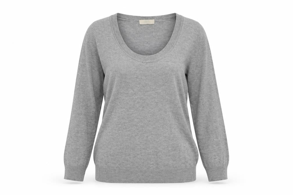 Marks and Spencer Womens Grey Scoop Neck Viscose Pullover Jumper Size 10