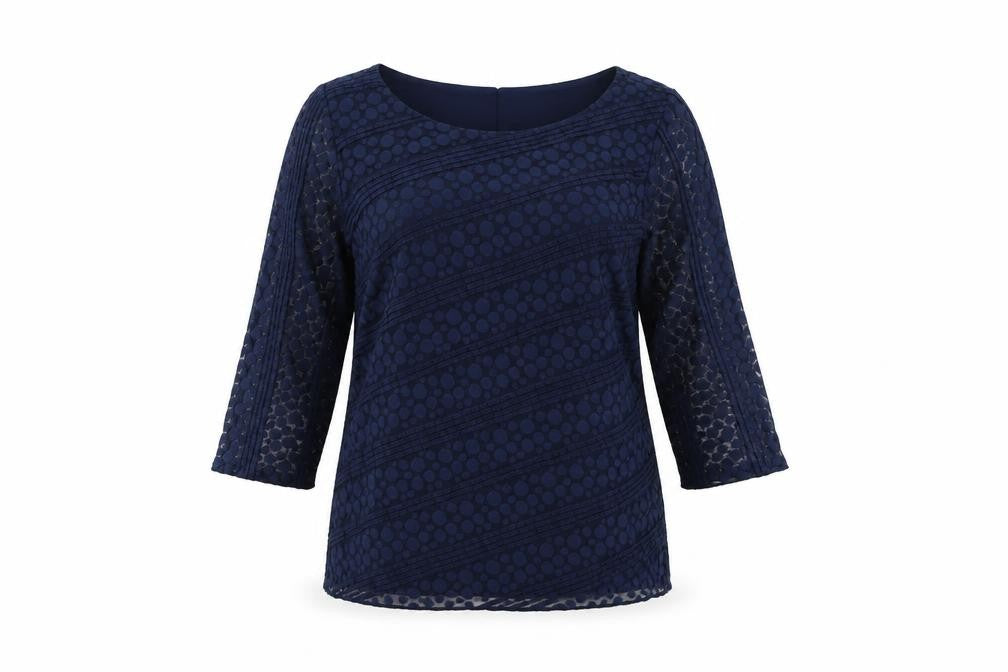 Per Una Womens Blue Polyamide Basic Blouse Size 14 Round Neck