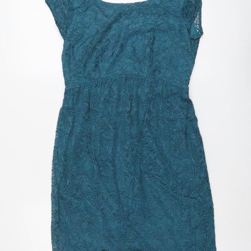 Tiffany Rose Womens Blue Nylon A-Line Size 8 Round Neck Pullover