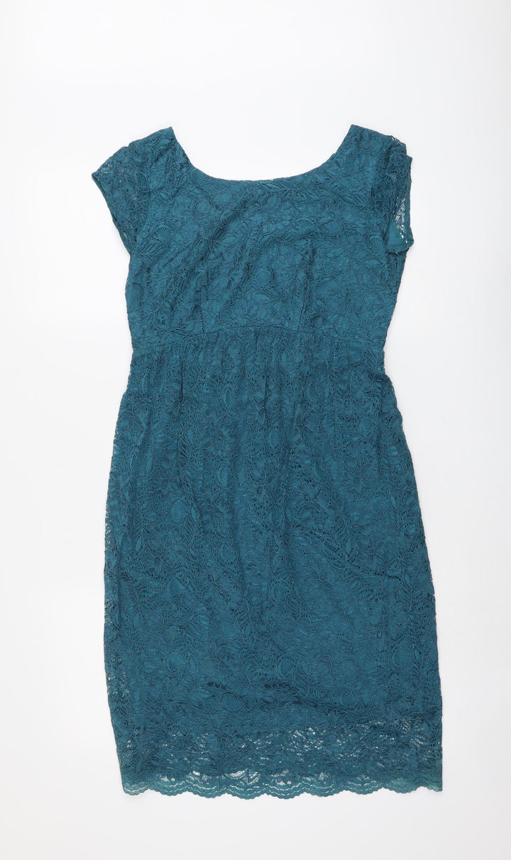 Tiffany Rose Womens Blue Nylon A-Line Size 8 Round Neck Pullover
