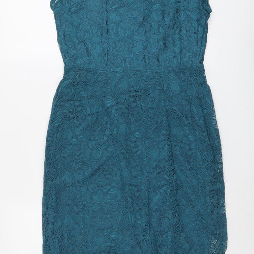 Tiffany Rose Womens Blue Nylon A-Line Size 8 Round Neck Pullover