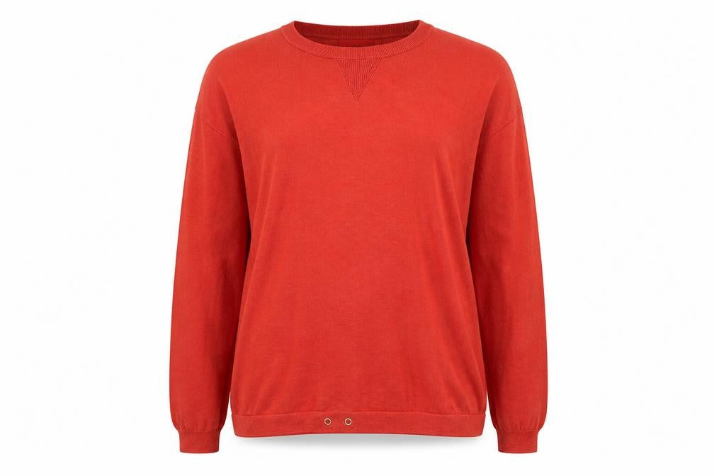 Front view of Next women’s red round neck cotton jumper, size UK 8