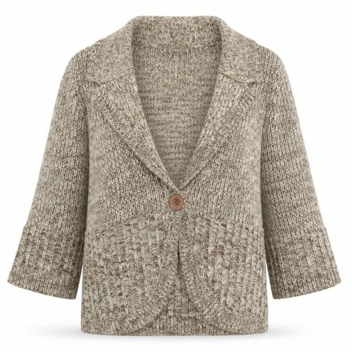 Casual Club Womens Beige V-Neck Acrylic Cardigan Jumper Size 14