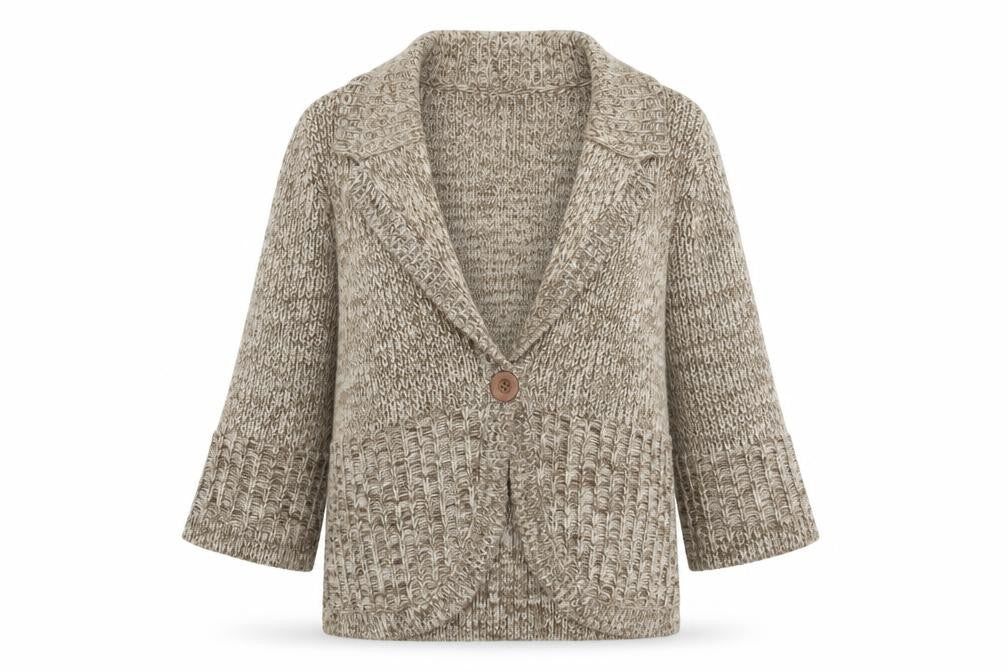 Casual Club Womens Beige V-Neck Acrylic Cardigan Jumper Size 14