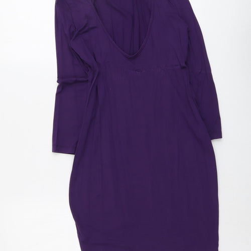 ASOS Womens Purple Viscose Pencil Dress Size 10 Round Neck Pullover