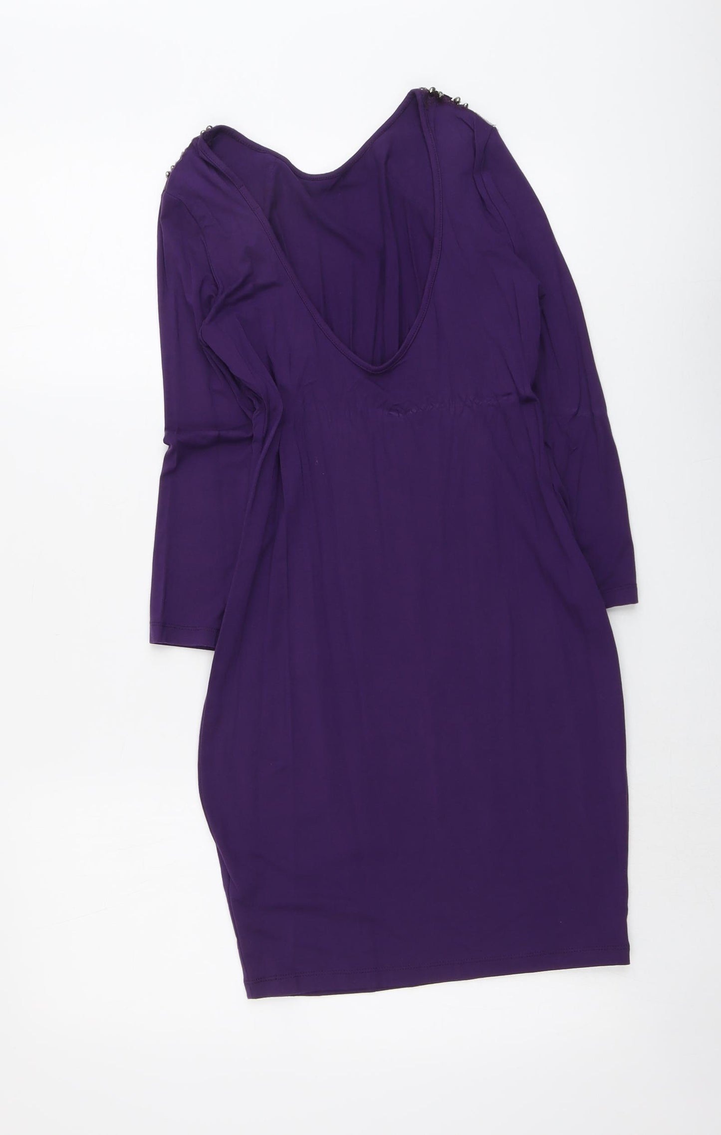 ASOS Womens Purple Viscose Pencil Dress Size 10 Round Neck Pullover